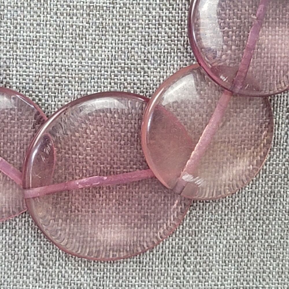 Vintage Purple Lucite Necklace Graduated Round Disc Wood Beads Bundle of Two - Picture 6 of 15